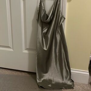 Olive green silky dress